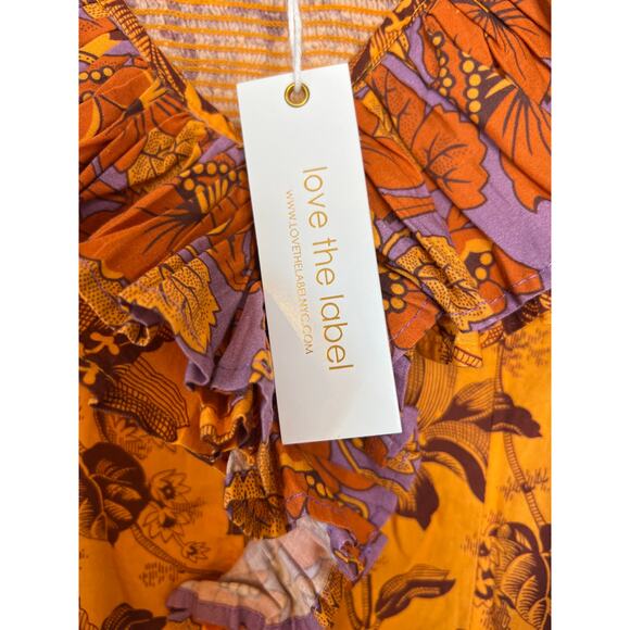 NWT Love The Label Floral Printed Beryl Orange Mango Blouse Top Size: XS - Picture 5 of 8